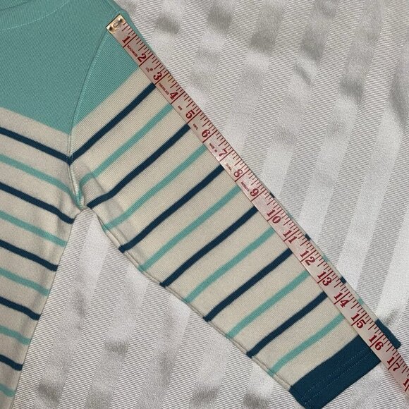 LL Bean Cotton Knit Sweater Sz S Women’s 3/4 Sleeve Boat Neck Stripes #501776 - Picture 7 of 11